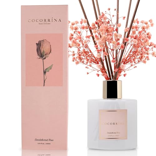 Cocorrína Premium Reed Diffuser Set for Home Décor | Sandalwood Rose & Baby's Breath Scent | 6.7oz Fragrance Oil Diffuse
