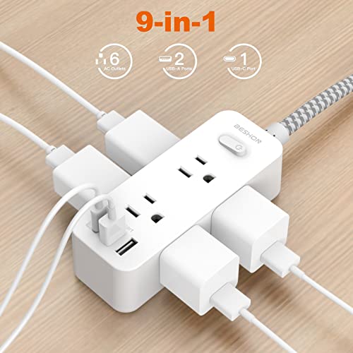 BESHON Power Strip Surge Protector 5Ft Extension Cord for Home Office School and College Dorm Room
| BESHON 5Ft Extensi