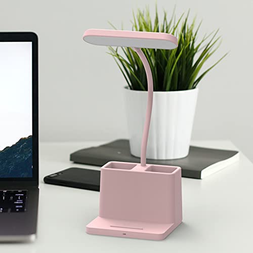 AXX Cute Pink Desk Lamp for Kids and Women, Adjustable LED Touch Control, Rechargeable, Home Office and College Dorm Ess