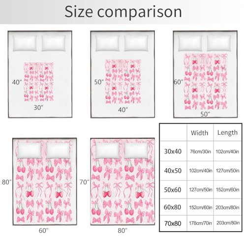 Pink Cherry Bow Throw Blanket for Girls and Boys Back to School Decorations 30"x40"  
Pink Cherry Bow Throw Blanket Ligh