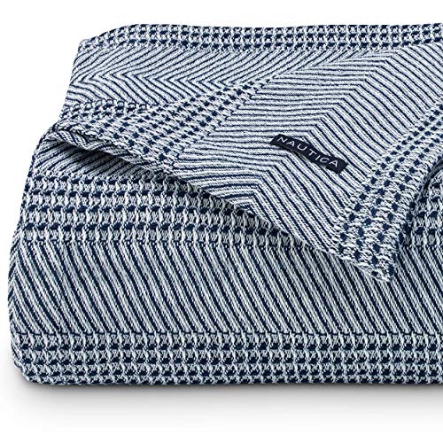 Nautica Chevron Navy Twin Blanket - Ring Spun Cotton Bedding for All Seasons
| Nautica Medium-Weight Chevron Navy Twin