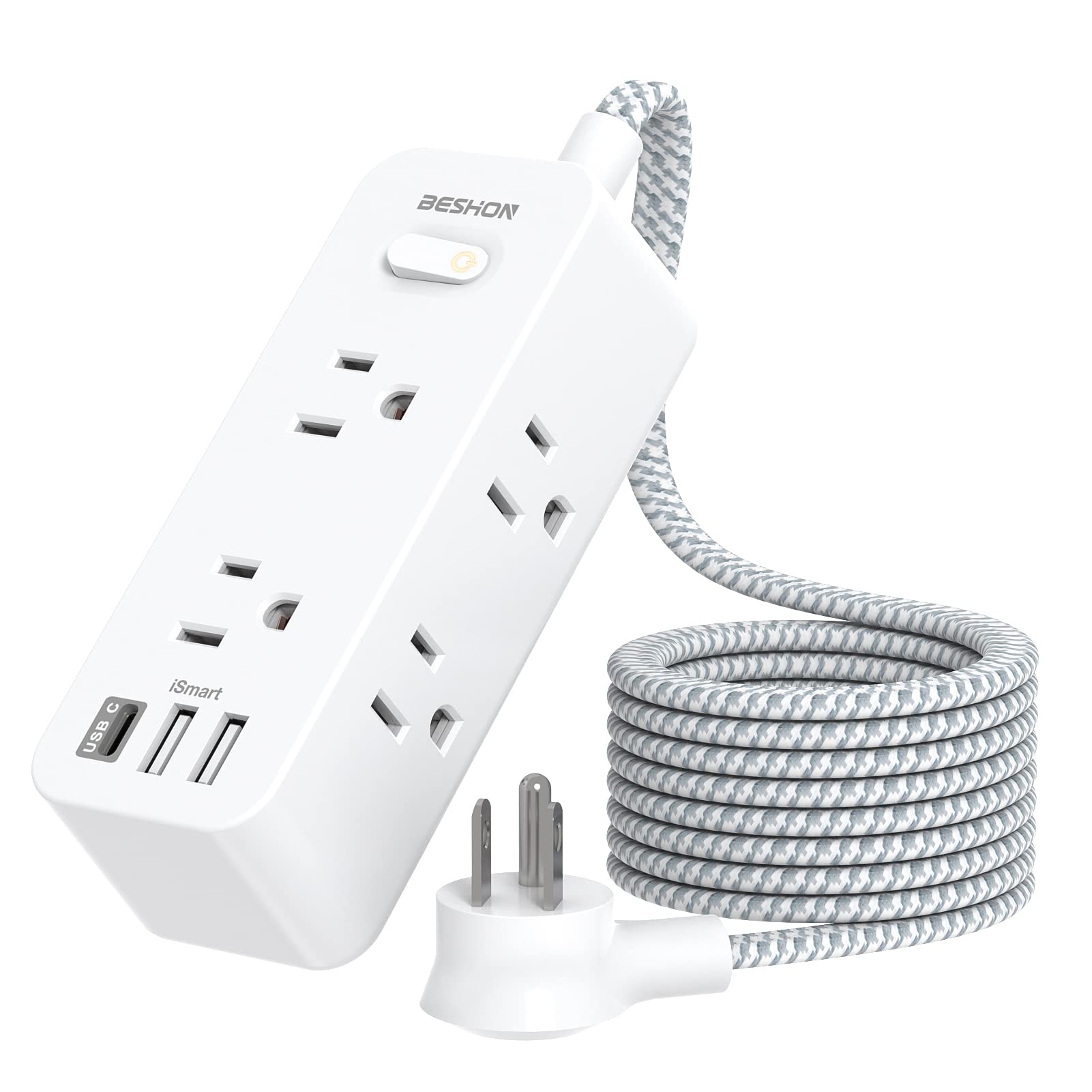 BESHON Power Strip Surge Protector 5Ft Extension Cord for Home Office School and College Dorm Room
| BESHON 5Ft Extensi