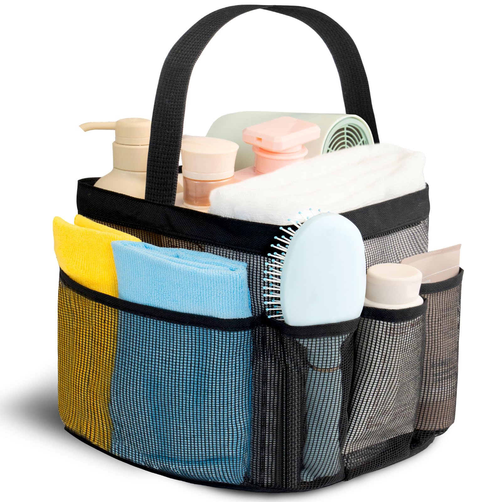 Mesh Shower Caddy Portable for College Girls with 8 Pockets,Large-Capacity Shower Organizer Basket,Quick Dry Shower Bag